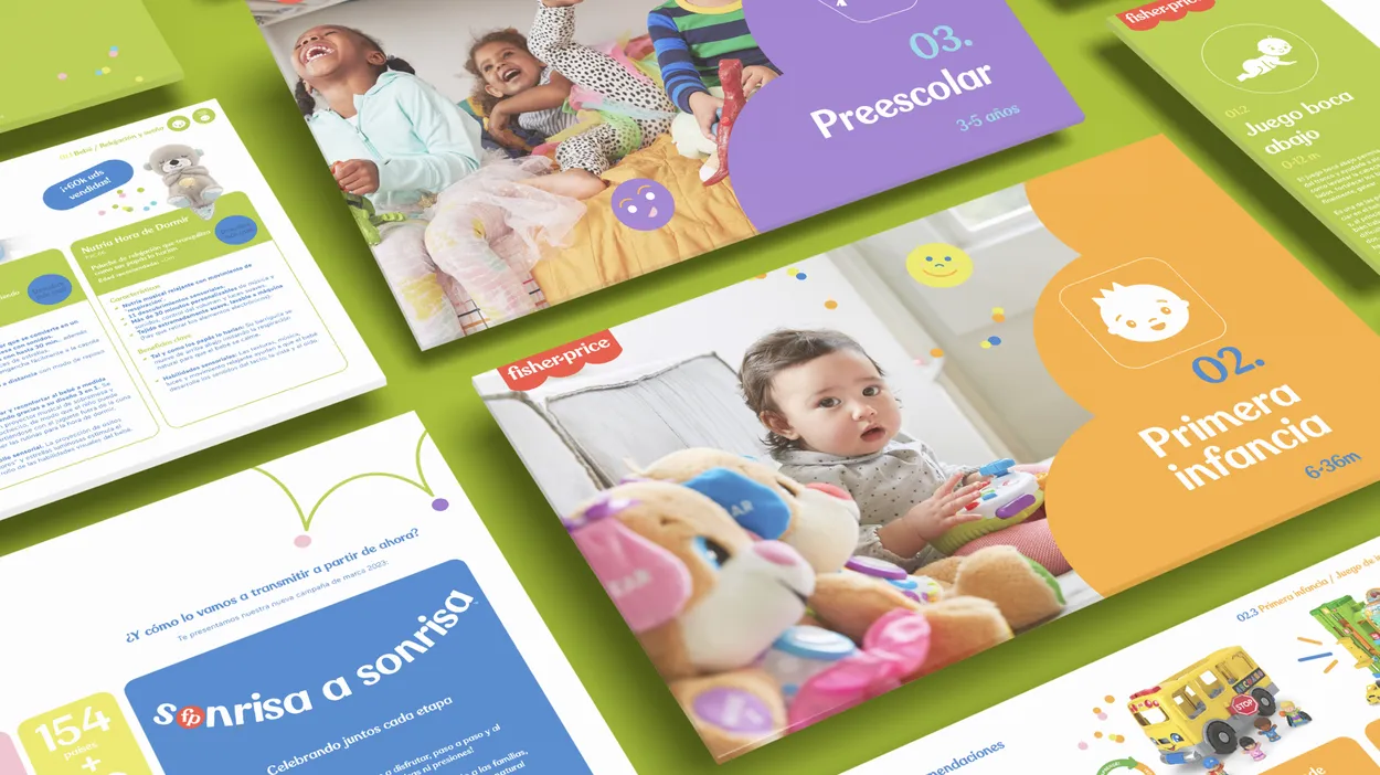 diseño de creatividades para la campaña de Fisher Price "Sonrisa a sonrisa", por Playroom 360º